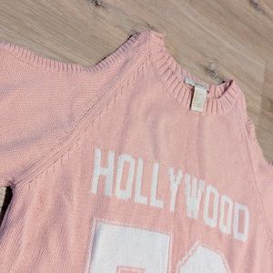 Pink shoulder cutout sweater